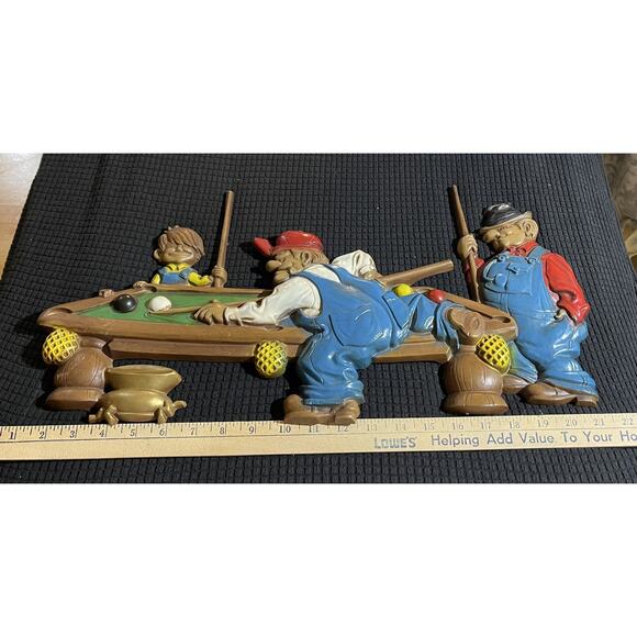 Vtg Wall Decor/Art Hillbilly Pool Hall 1971 Sexton Metal Mold Art 21'' x 11